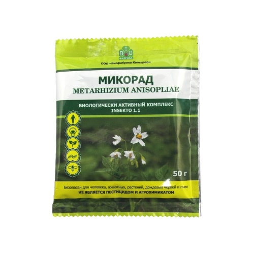 Микорад INSEKTO 1.1 БАК c грибом Metarhizium anisopliae 50 гр. (Метаризин) от производителя ООО «Биофабрика Кольцово» купить в интернет-магазине «Зеленщик».